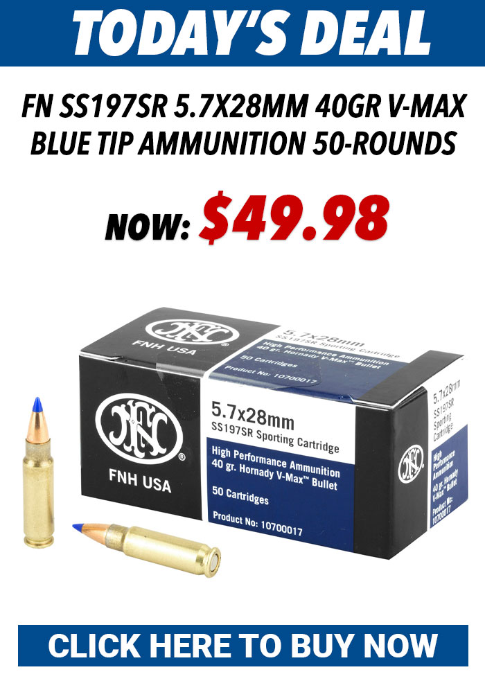 Today's Deal! FN 5.7x28mm 40gr VMAX Blue Tip Ammunition 50Rounds